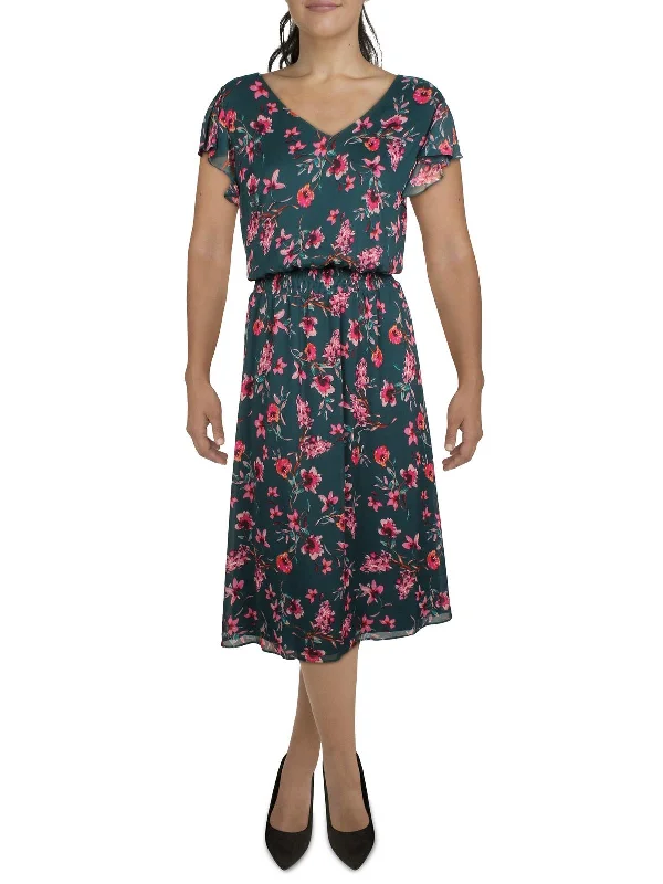 Mega Deal elegant dressPlus Womens V-Neck Tea Midi Dress