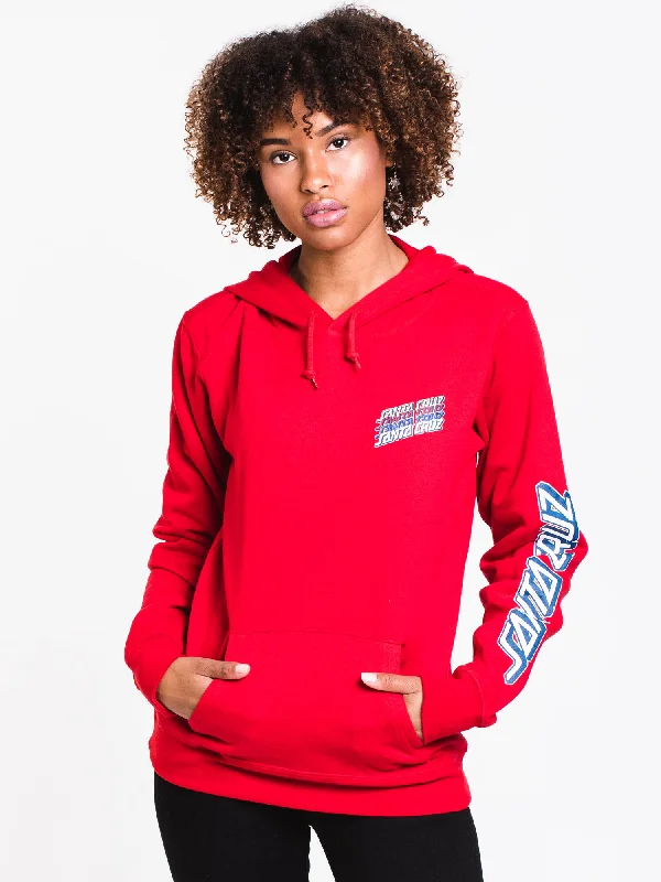 Special Buy WOMENS MULTI STRIP P/D HOODIE- RED - CLEARANCE