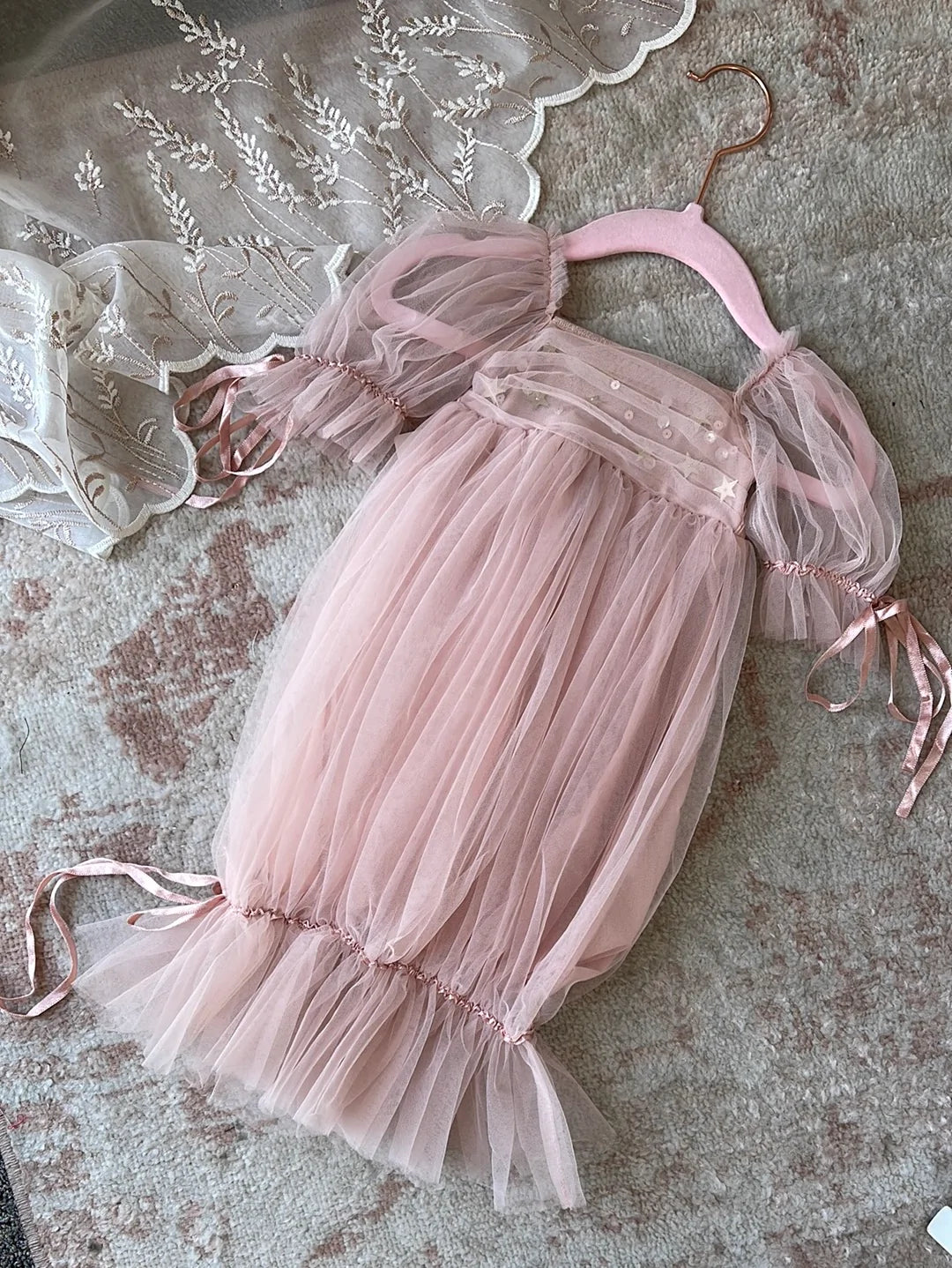 Must-Have Deals chic slip dressCascading Babydoll Gown in Blush