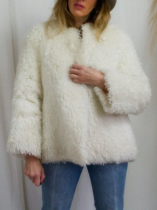 Price Slash warm fleece jacketCreamy Vanilla Carpet Shag Jacket