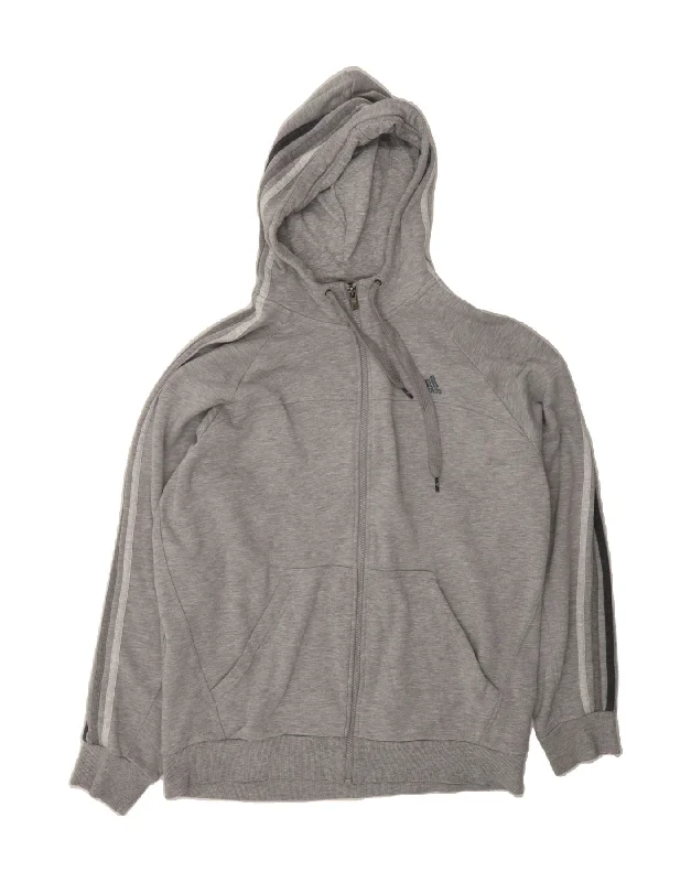 Closeout ADIDAS Mens Zip Hoodie Sweater Large Grey Cotton