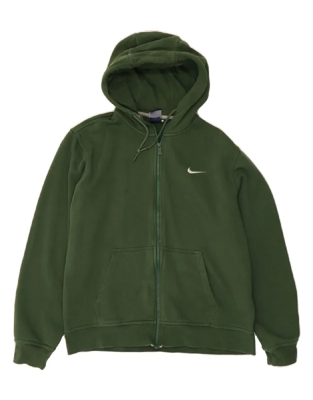 Price Reduction NIKE Mens Zip Hoodie Sweater Large Green Cotton