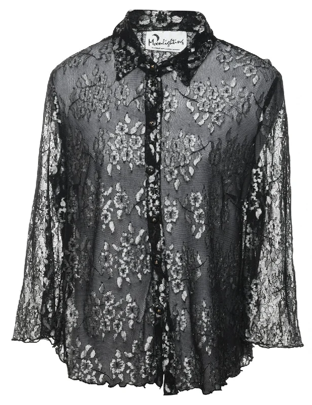 Super Deal classic denim jacketFloral Lace Blouse - XL