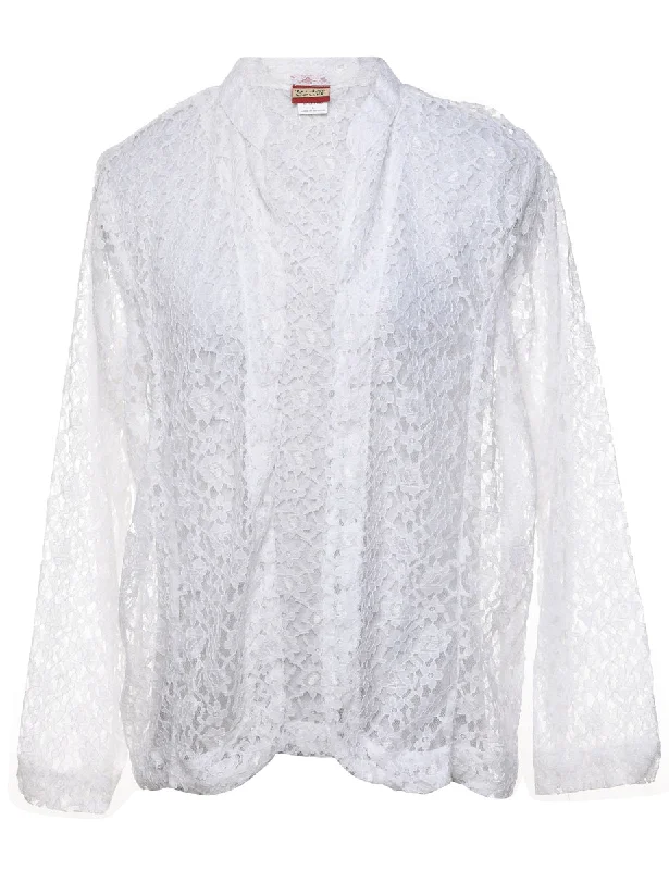 Special Discount pullover jacketWhite Floral Lace Evening Jacket - L