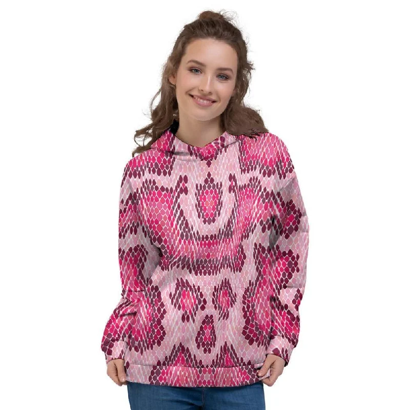 Steals and Deals Pink Snakeskin Print Women's Hoodie