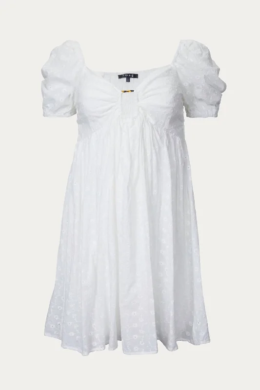 Unmissable Offer vintage-inspired dressFloral-Embroidered Broderie Anglaise Mini Dress In White