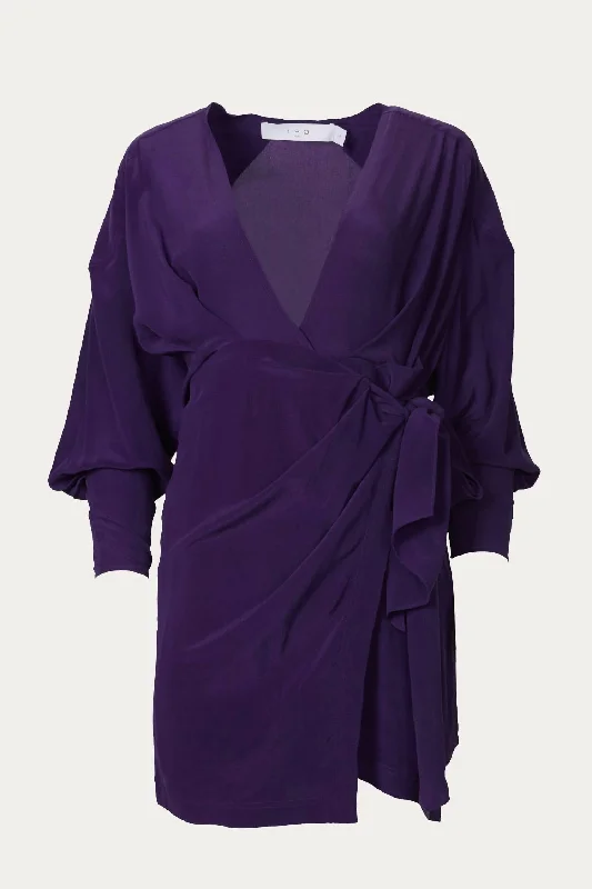 Sneak Peek Sale boho-chic dressInima Draped Silk Wrap Dress In Purple