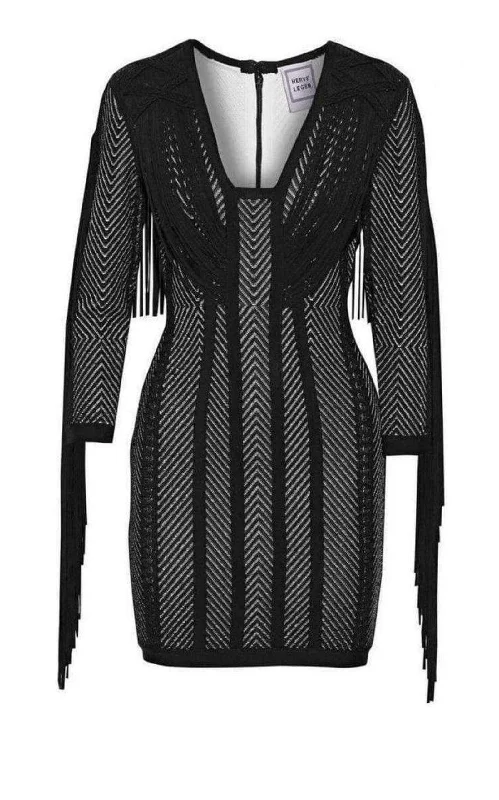 Mega Deal fitted dressDoutzen Plaited Chevron Fringe Dress