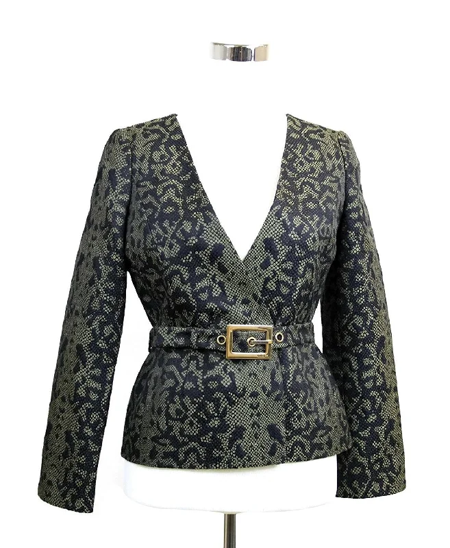 Shop and Save oversized jacketGucci Women's Green Black Cotton Silk Acrylic Print Belt Runway Blazer Jacket Shop and Save oversized jacketGucci Women's Green Black Cotton Silk Acrylic Print Belt Runway Blazer Jacket