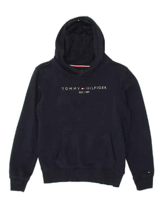 Price Meltdown TOMMY HILFIGER Boys Graphic Hoodie Jumper 11-12 Years Navy Blue