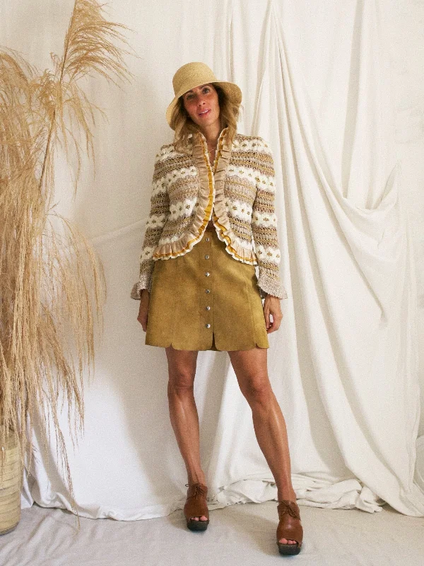 Take Advantage premium jacketVintage Ribbon Ruffle Crochet Jacket