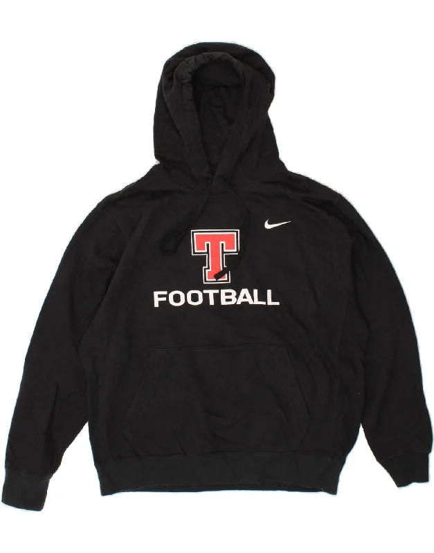 Discount Deals NIKE Mens Football Graphic Hoodie Jumper Large Black Cotton