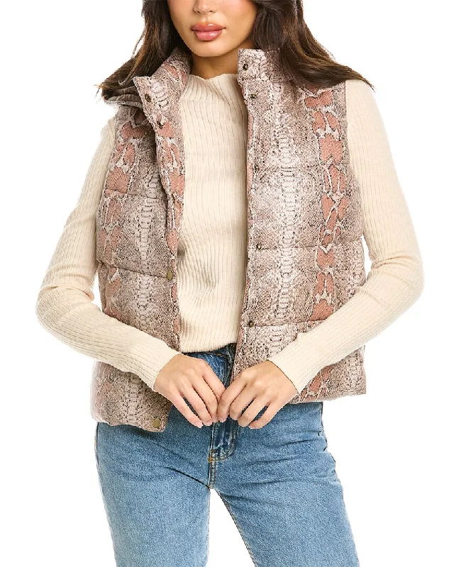 One-DAY Sale stylish rain jacketUnreal Fur Python Print Puffer Vest