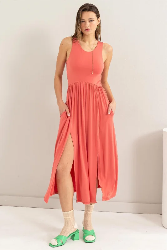 Special Buy elegant shift dressHYFVE Sleeveless Slit Midi Dress