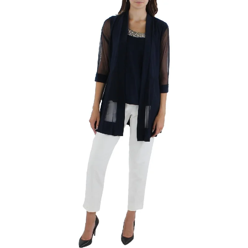 Special Savings functional jacketPetites Womens Mesh 2fer Duster Blazer