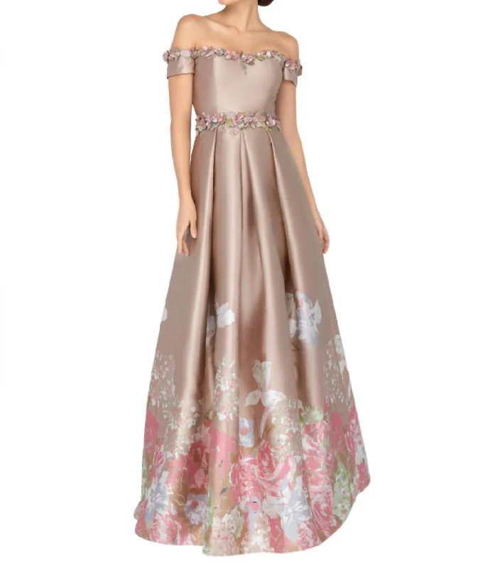 Act Fast formal dressOff Shoulder Gown In Champagn/pale Pink