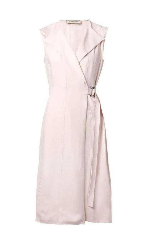 Referral Discount chic shift dressBelted Wrap Pink Silk Blend Dress
