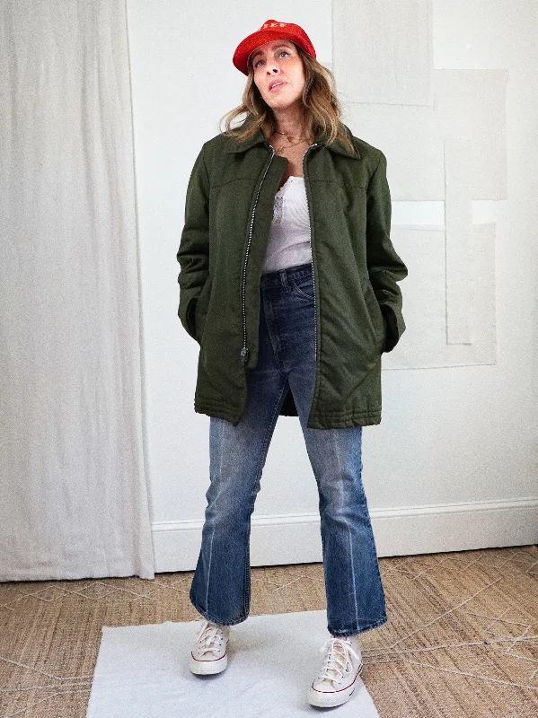 Deal Mania lightweight puffer jacketVintage Army Green Workwear Jacket