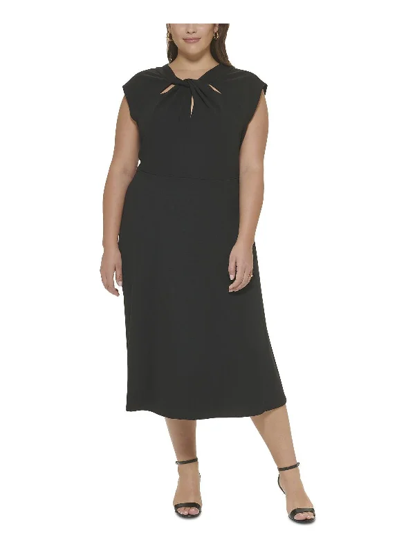 Midnight Sale draped dressPlus Womens Crepe Cut-Out Sheath Dress