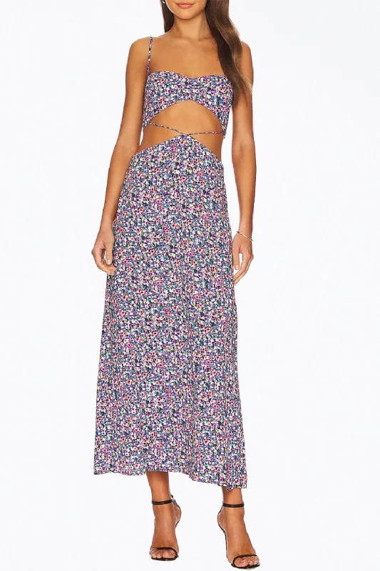 New Markdowns knit dressHanna Floral-Print Cutout Crepe Midi Dress In Summer Multi Ditsy