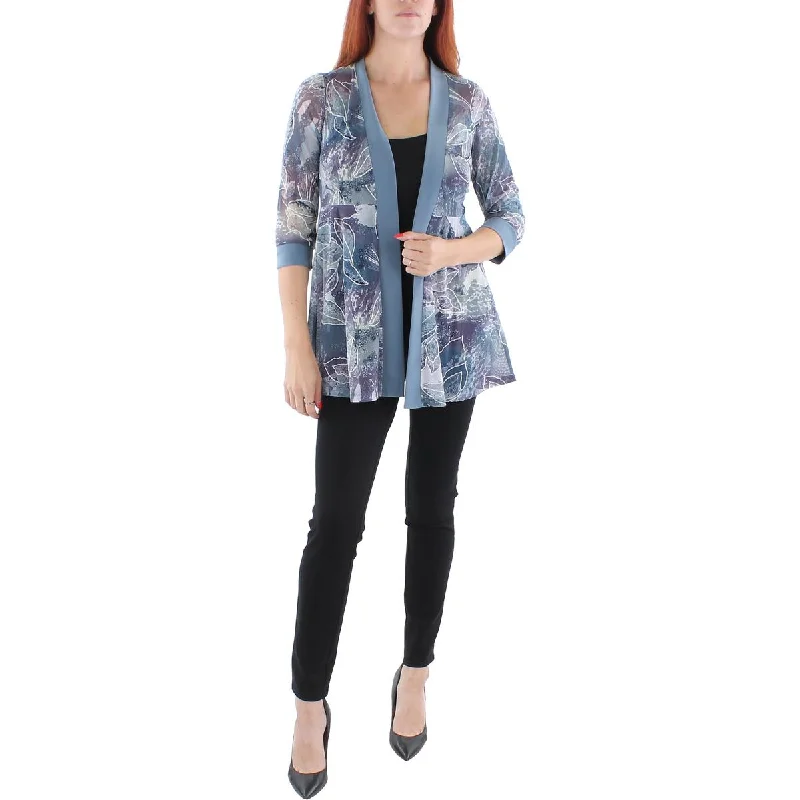 Clearance Items breathable jacketPetites Womens Mesh Printed Duster Blazer