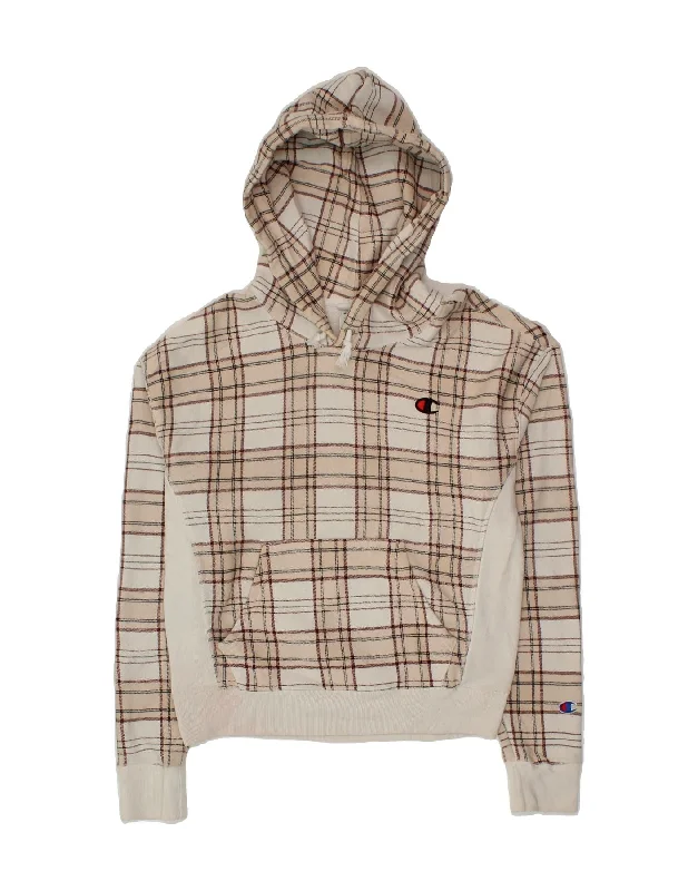 Big Discounts CHAMPION Mens Hoodie Jumper Small Beige Check Cotton