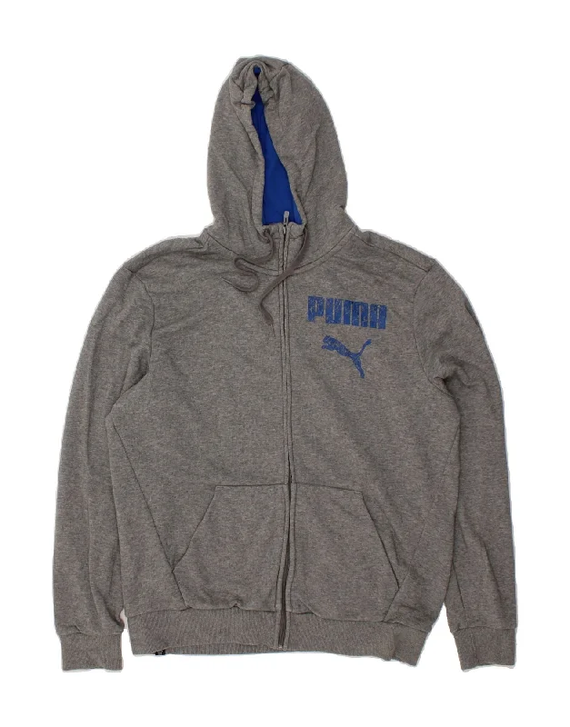 Closeout PUMA Mens Graphic Zip Hoodie Sweater Large Grey Cotton