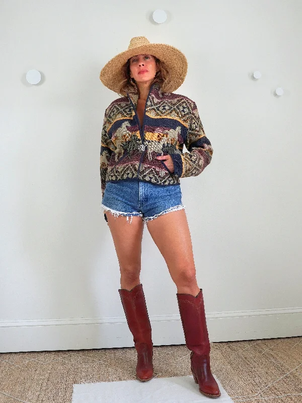 Closeout classic jacketVintage Western Tapestry Horse Jacket