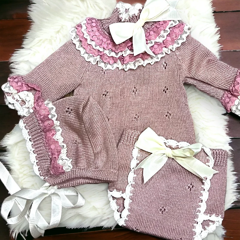Savings Alert ashionable dressMauve Knit Bloomer Set