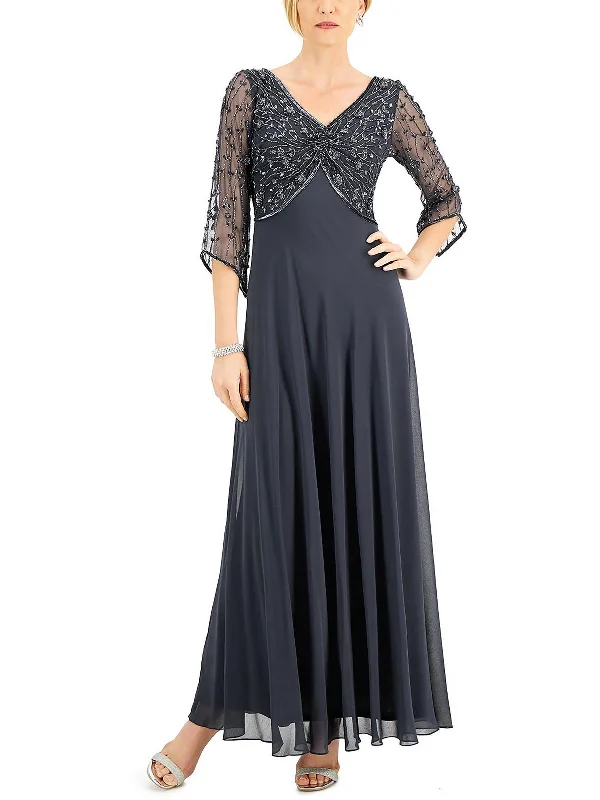 Exclusive Savings textured dressWomens Chiffon Beade Evening Dress
