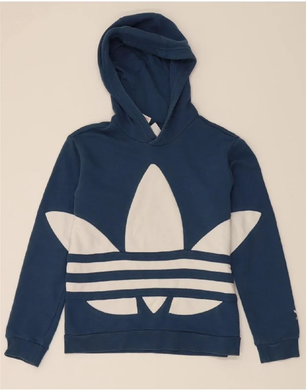 Mega Sale ADIDAS Boys Graphic Hoodie Jumper 10-11 Years Navy Blue Cotton