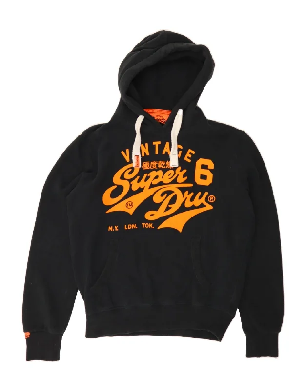 Savings Spectacular SUPERDRY Mens Graphic Hoodie Jumper Medium Black Cotton
