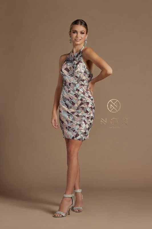 Today’s Deal stylish party dressShort Halter Multi Sequins Formal Cocktail Dress
