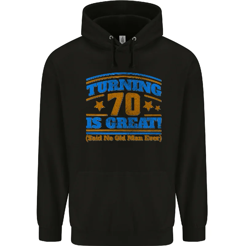 Deal Dash warm hooded jacket70th Birthday Turning 70 Is Great Year Old Mens 80% Cotton Hoodie