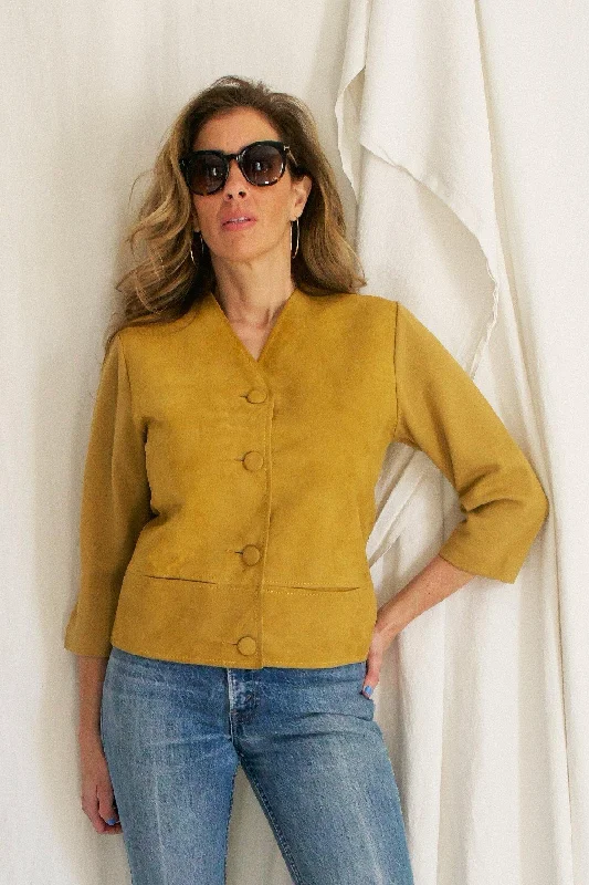 Now or Never long-sleeve jacketVintage Spicy Turmeric Italian Suede Jacket