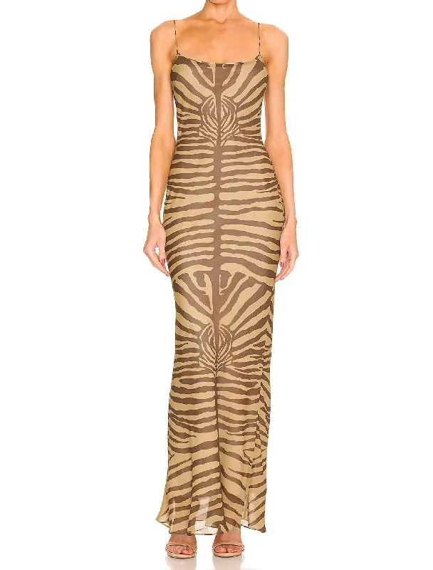 Can't Be Beat satin dressZebra Scarlette Maxi Dress In Lark & Bison Multi