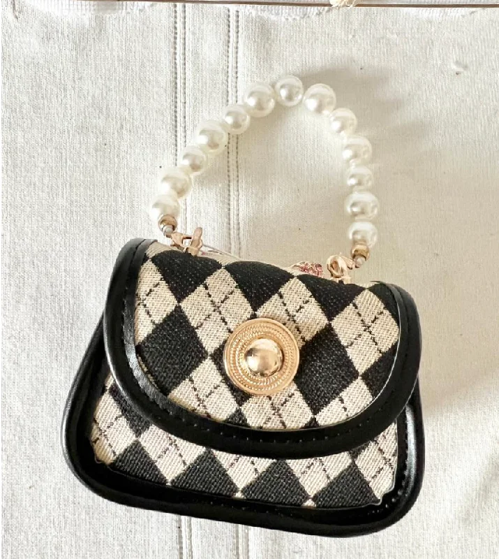 Now or Never wool dressArgyle Pearl Handle Bag