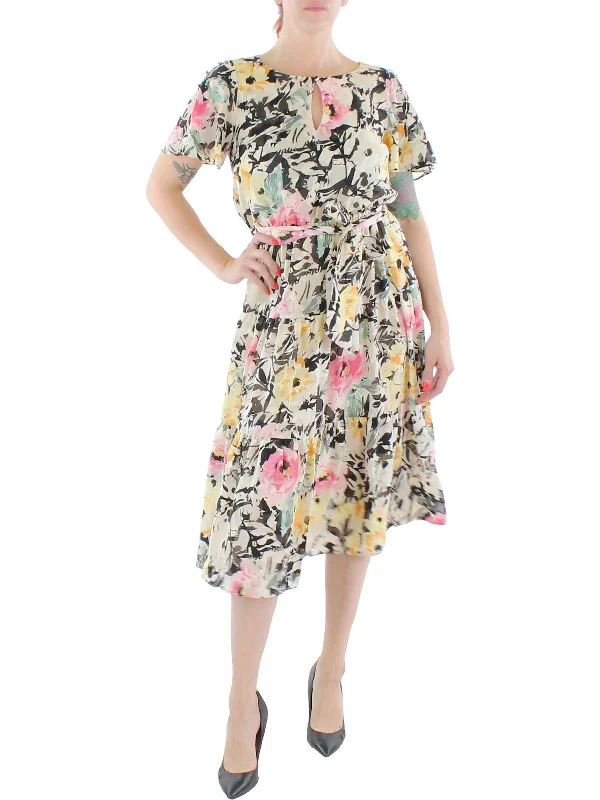 Super Savings casual dressWomens Floral Print Calf Midi Dress