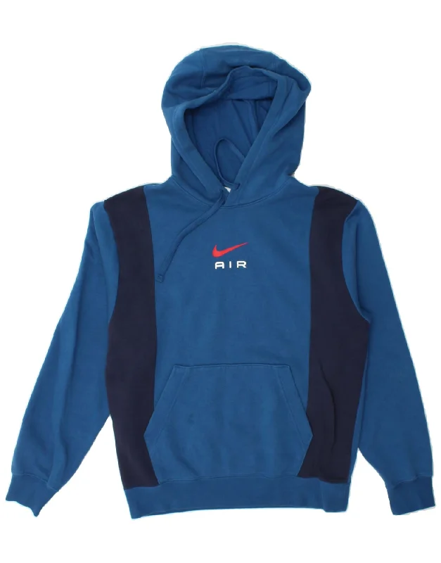 Blowout Sale NIKE Mens Hoodie Jumper Small Blue Colourblock Cotton