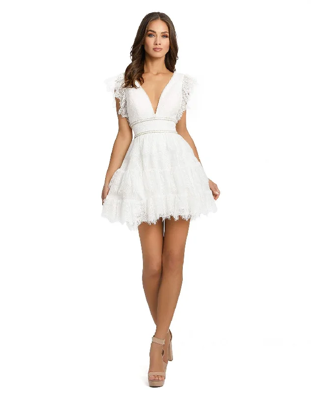 Value Deals structured dressMac Duggal 41013 Short Cocktail Lace Dress