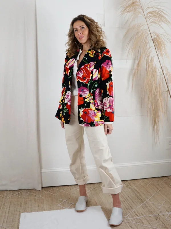 Act Fast relaxed bomber jacketVintage Floral Fantasy Velvet Blazer