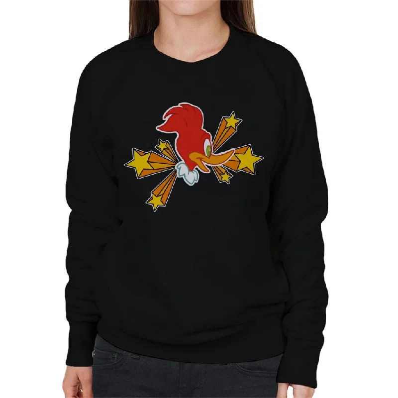 Loyalty Reward versatile gym hoodieWoody Woodpecker Character Head With Stars Women's Sweatshirt Loyalty Reward versatile gym hoodieWoody Woodpecker Character Head With Stars Women's Sweatshirt