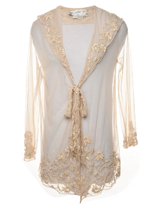 Midnight Madness tailored jacketLace Sheer Embroidered Peach Evening Jacket - L