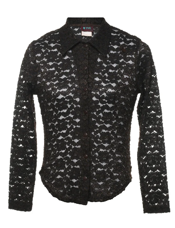 Savings Alert stylish zip jacketDark Brown Lace Shirt - S