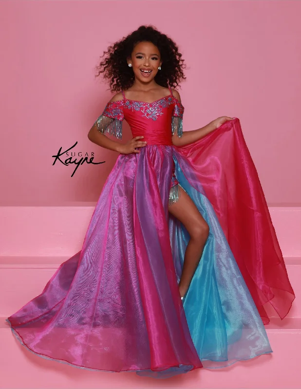 Sale Event fitted bodycon dressSugar Kayne C372 Girls Fringe Romper Overskirt Pageant Fun Fashion Ombre Formal Wear