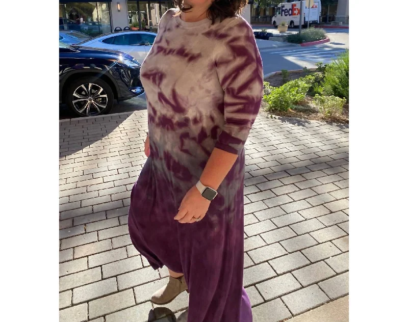Crazy Deals high-waisted dressLong Sleeve Tie Dyed Maxi Dress In Amulet