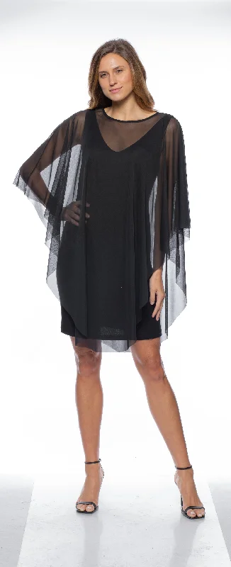 Shop and Save formal dressMarina Sheer Overlay Sleeveless Short Sheath Dress