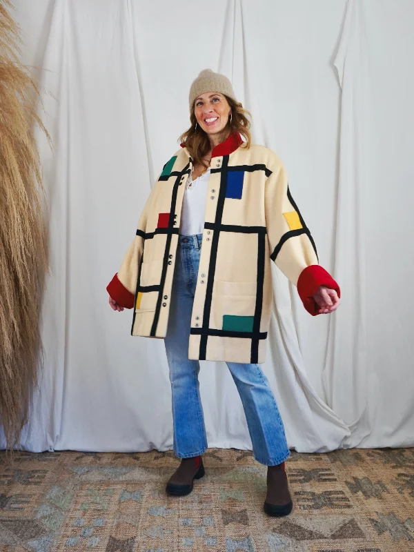 Flash Sale modern jacketVintage Mondrian Patchwork Coat
