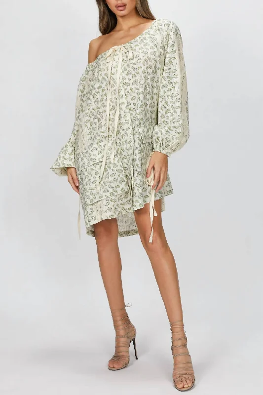 Price Meltdown stylish dressOff-The-Shoulder Mini Dress In Natural Beige