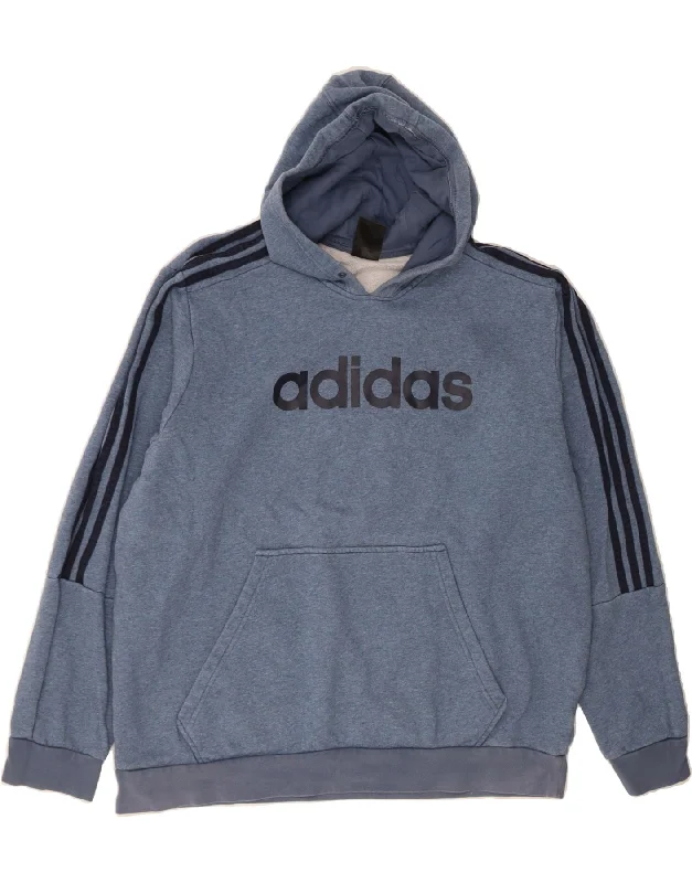 Big Savings ADIDAS Mens Hoodie Jumper 2XL Blue Colourblock Cotton
